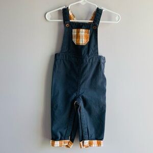 NWOT Tommy Bahama Overalls Grey Orange Plaid Adjustable Cotton Baby 6mth - 9mth